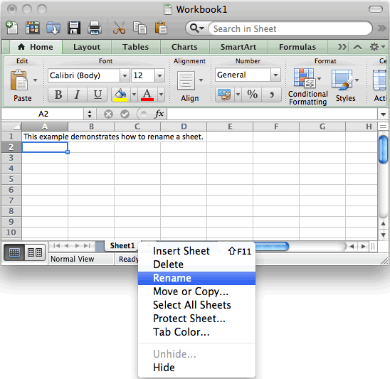 Excel commands list